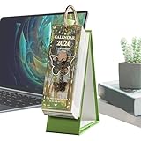 レトロ油絵デスクカレンダー 2026、油絵ヴィンテージデスクプランナー装飾、カレンダー 2026、自宅玄関デスクトップリビングルームオフィス学校用