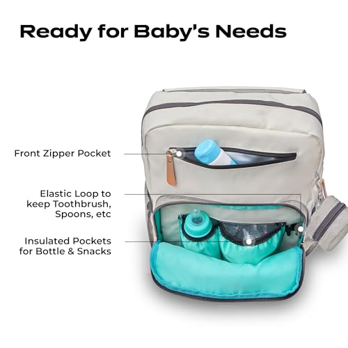 Image of Luxury Baby Diaper Bag For Mother Multi-Utility Backpack with Detachable Pouch - Spacious Travel & with Multiple Compartments, Padded Shoulder Straps, Side Pockets & Top Handle - Lightweight