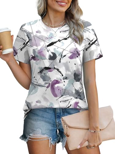 Image of XIEERDUO Womens Summer Tops 2026 Pleated Round Neck Short Sleeve Shirts Business Casual