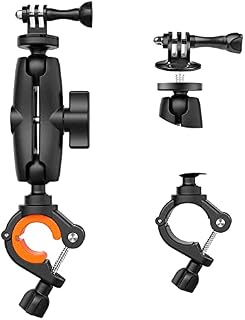 UNSTINCER Action Camera Handlebar Mount for 8 - 35mm poles, Tripod Bracket Holder Clip Clamp with 360° Rotation and 1/4-20 Screw, Compatible with GoPro Insta 360 Akaso for Motorcycle Bike Scooters
