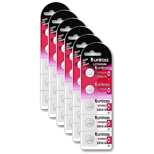 Uniross Pack de 6 x 5 Piles Lithium CR1616, 3V
