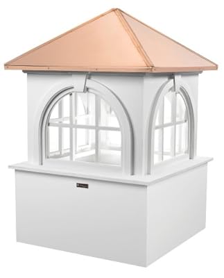 Good Directions 4226SW Smithsonian Arlington Vinyl Cupola, 26" Square x 37" H, Polished Copper/White