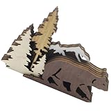 Décoration animale en bois - cette statue d'ours en bois convient à la décoration d'un bureau, d'une table basse, d'un jardin, d'une cour, d'une pelouse ou d'un balcon