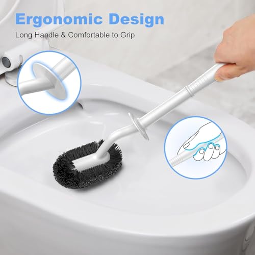 image for HAMITOR Toilet Bowl Brush Holder Set: Curved Design with Holder for De