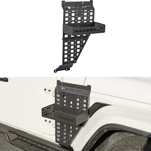 JOYTUTUS Passenger Side Jerry Can Holder Mount Compaitble with 2018-2025 Wrangler JL Gladiator JT, Door Outside Molle Panel with Tray for JLU