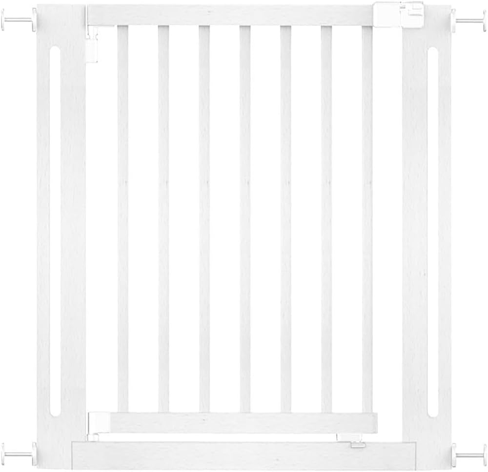 Safetots Wooden Elegance Gate, White, 79cm - 87cm, Pressure Fit Safety Gate, 57cm Extra Wide Doorway, One Piece Extra Wide Gate for Stairs, Hallways and Doors, Stylish Design Easy Installation