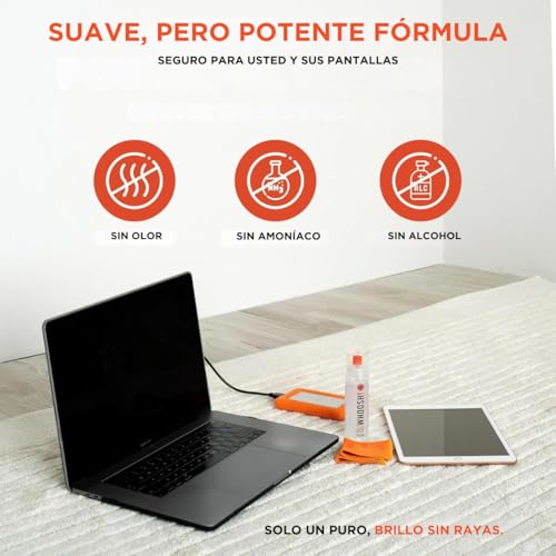 Miniatura 5 de Whoosh! Screen Shine Duo - Kit De Limpieza De Teléfono 8 Ml Botellas Antifugas De 100 Ml, 2 Paños De Microfibra Spray De Limpieza De Pantalla Para Portátil, Gafas Y Macbook
