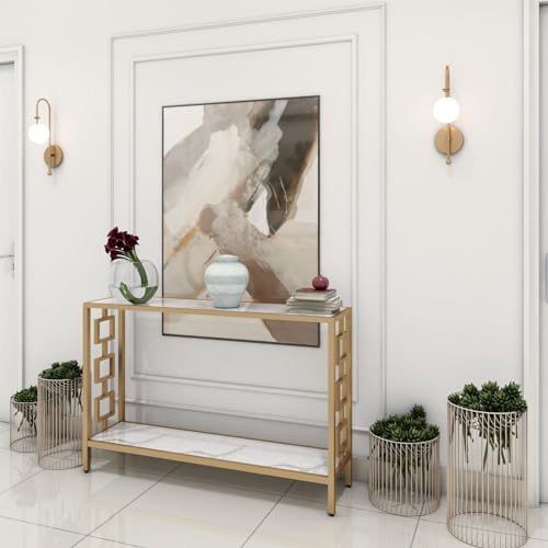 RIZIK STORE™ Iron Metal with Engineered Wooden top Console Table/...