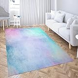 LOKMU Non-Slip Area Rugs Purple Abstract Pastel Colorful Blue Pattern Aqua Billboard Home Decor Rugs Carpet for Classroom Living Room Bedroom Dining Kindergarten Room 5'x7'