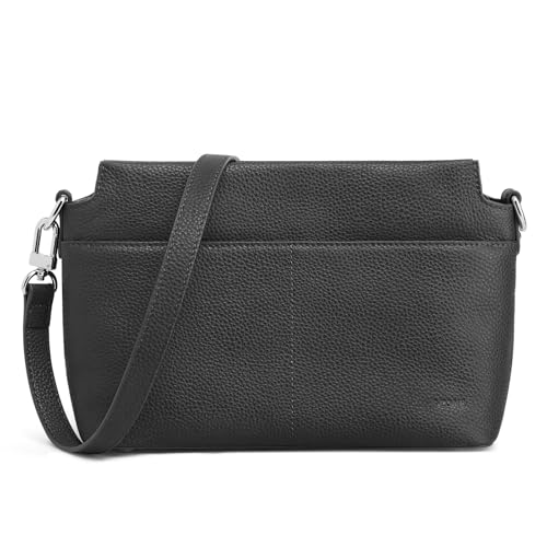 S-ZONE Medium Pebbled Leather Crossbody Shoulder Bag for Women Handbag Purse with Adjustable Strap