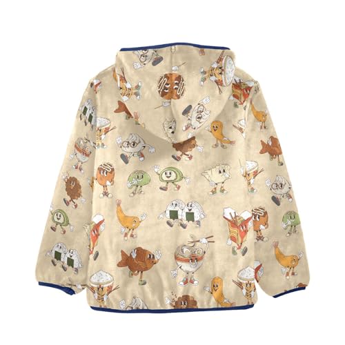 Asian Dishes Girls Fleece Jacket Girls Fall Jacket Girls Zip Up Hoodie Girls Sherpa Jacket 2-10T2