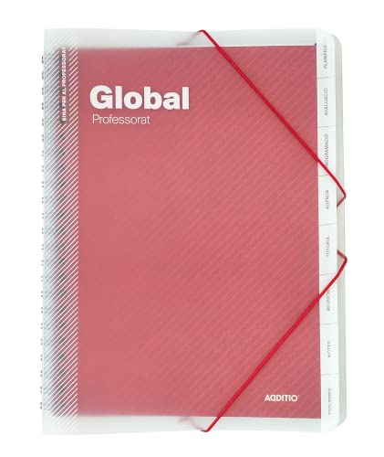 ADDITIO - Carpeta Global para el profesorado | Evaluación | Agenda | Tutoría | Reuniones | Tamaño 24 x 32 cm. | Catalán | Rojo