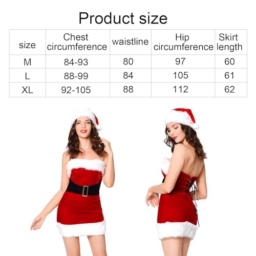 Fantasia Papai Noel para mulheres - Conjunto vestido Papai Noel Vestidos festa | Vestido roupas femi