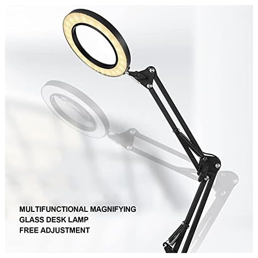 Lampa för Förstoringsglas, 10x LED-förstoringslampa med 10x Ljus Skrivbordsklämma Förstoringsglas Bordslampa Förstoringsglas LED-förstoringslampor 3 Temperaturer Färg Vikbar Klämma Clip-on LED Skönhet