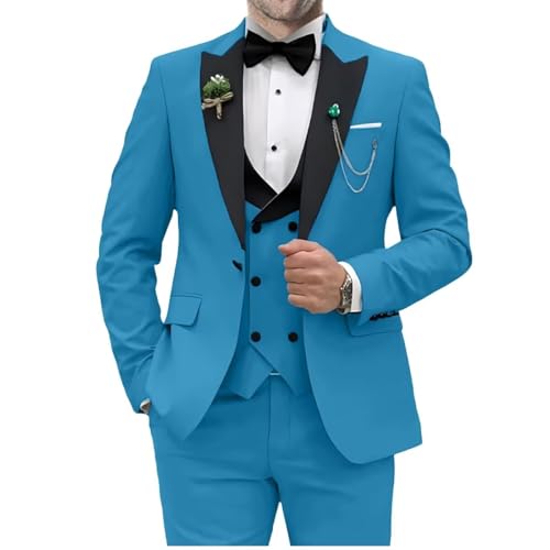 Men's Suits 3 Piece Formal Slim Fit Suit for Men Peak Lapel Blazer Pants Vest Men Tuxedo Party Dinner Prom
