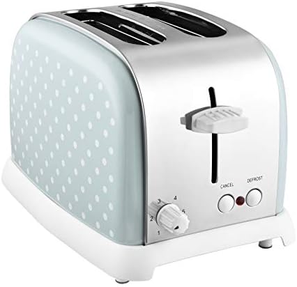 Kalorik TO47334 Team Shutter Green Polka Dot Two Slice Toaster, Stainless Steel, 850 W