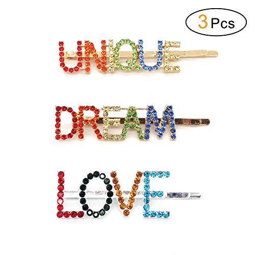 3 pieces Rhinestone Bobby Pin, Metal Hair Clips, Clear Crystal Hair Pins for Women Lady Teen Girls