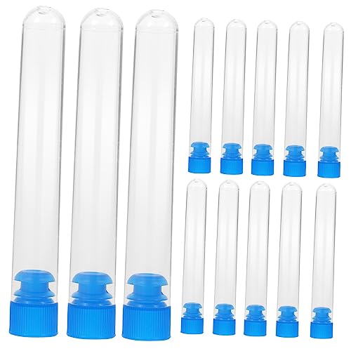 VILLFUL 50pcs Clear Container Beverage Container Plastic White Test Tube with Caps Test Tube Chemistry
