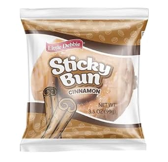 Little Debbie Cinnamon Sticky Bun 3.5oz Single Serve, 1 Caddy (12 Individually wrapped vending packs)