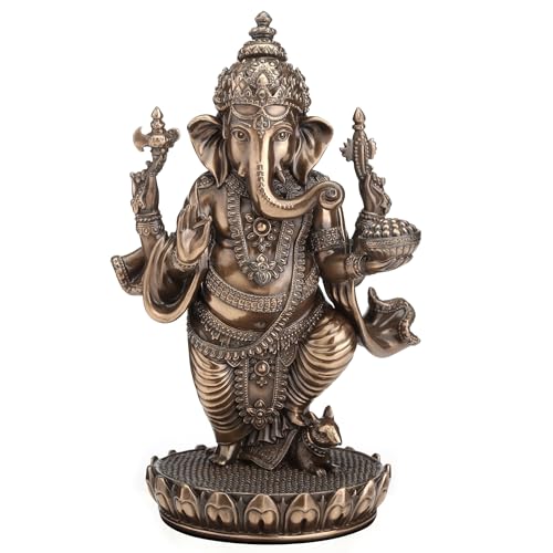 Estatua Lord Ganesha 5.12 pulg resina y bronce antiguo