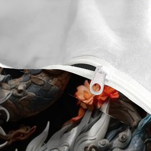 Housse de couette dragon gris anti-plis en microfibre douce 3D - 5
