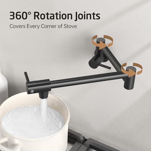 Kes Pot Filler Folding Kitchen Faucet Brass Double Joint Swing Arm Sink Faucet Articulating Wall Mount Two Handle Single Hole thumb #6