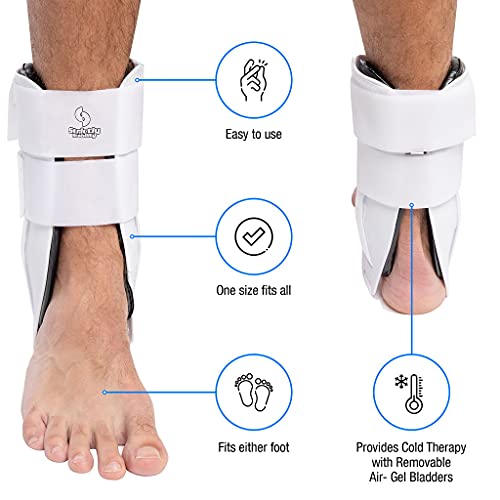 Strictlystability Gel Ankle Support Brace Stabilizer With Air And Cold Therapy For Sprains And Inflammation (White) #TOP3