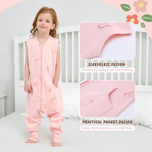 Image of LAT Baby Sleep Sack,Summer Toddler Cotton Sleep Sacks with Legs,Dinosaur for Boys Girls,Baby Wearable Blanket with Zipper