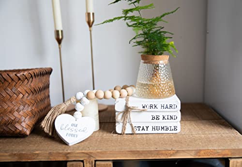 Genmous Decorative Wood Riser For Kitchen Decor White, Square Wooden Riser For Farmhouse Decor, Distressed Wood Pedestal Stand Display With 2Pcs Decorations For Kitchen/Bathroom/Living Room Décor #TOP4