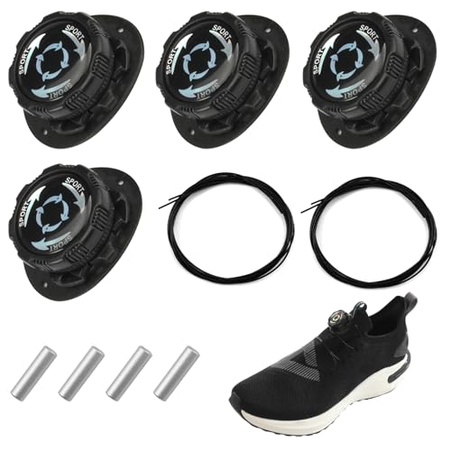 4 Piezas Cordones Automáticos con Cierre de Rosca, Cordones Automáticos Cierre, No Requiere Instalación, No Se atan, Cordones Cierre Giratorios, Cordones de Bloqueo para Zapatillas Unisex para Adultos