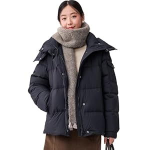 [Ｕｍｏ] ダウンジャケット レディース ダウンコート フード付き ショート丈 アウター 冬 暖かい 防寒 軽量 防水 ゆったり 大きいサイズ 可愛い カジュアル 通勤 通学 おしゃれ 秋冬 冬服 冬物 ブラック Sサイズ" 