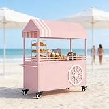 HOMEle - Carrito de comida con toldo, soporte portátil para proveedores de helados, ruedas bloqueables, fácil montaje para comida callejera y eventos, 100 cm