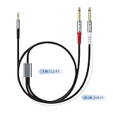 J&D Kabel Stereo 1/8 do 1/4, 3,5mm TRS do Dual 6,35mm TS Mono Y-Splitter Adapter Pleciony Nylon Jack Breakout do Smartfona, Odtwarzacza CD, Głośników i Domowych Wzmacniaczy, 1 Metr, Szary