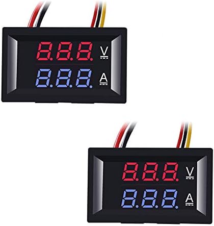 ACEIRMC 2pcs 0.28" LED Voltmeter Ammeter, Red and Blue Digital Multimeter Display Voltage Current Tester,DC 0-100V 10A Detector Voltage Current Meter Panel Amp Volt Gauge (2pcs)