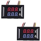 ACEIRMC 2pcs 0.28" LED Voltmeter Ammeter, Red and Blue Digital Multimeter Display Voltage Current Tester,DC 0-100V 10A Detector Voltage Current Meter Panel Amp Volt Gauge