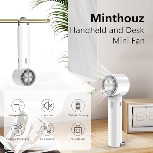 Minthouz Handheld Portable Turbo Fan with Ice Cooler, Rechargeable Personal Small Pocket Fans for Travel, Outdoor, Camping, Hiking - image 2