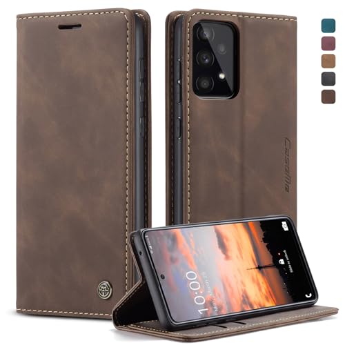Cracedily for Samsung Galaxy A33 5G Case, Flip Wallet Leather Case with Card Holder Magnetic Closure Shockproof Kickstand Protective Phone Cases Cover for Samsung A33 5G,Coffee