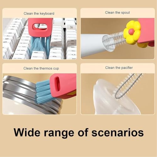 Image of 3 in 1 Cup Lid Cleaning Brush, 2025 New Multifunctional Water Bottle Cleaner Brush Set for Bottle Gap Tight Spaces Cup, Portable Cup Lid Gap Cleaner, Home Kitchen Crevice Brush Tools