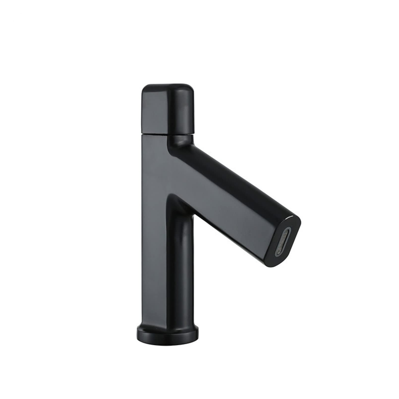 Grifo de cuenca negro corto LWX evita salpicaduras en lavabos de tocador pequeños
