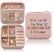 Cheerleading Gifts Jewelry Box for Women, Gifts for Cheerleaders Women Friends, Cheer-leading Gifts Stuff Accessories, Small Travel Jewelry Case Organizer for Cheer Team