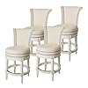 Maven Lane Pullman 26 Inch Tall Counter Height Upholstered Barstool with Back in White Oak Finish with Natural Color Fabric Cushion Seat Set of 4