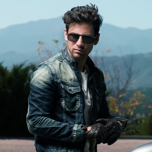 CARFIA Large Curved Cool Polarized Sunglasses for Men UV Protection, Lightweight Metal Frame Outdoor Trendy Driving Sunnies3