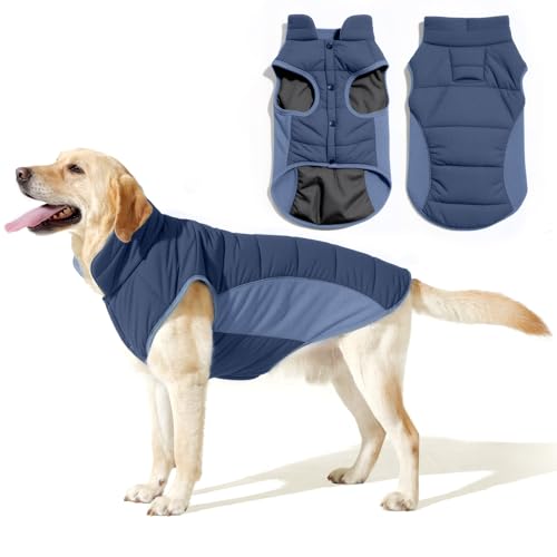 Poiinvc Winddichter Hundemantel Hundejacke mit Geschirrloch Reflektierend Warm und Wasserdicht für Hunde von S bis XXXL mit Elastischen Bündchen Ideal für Outdoor