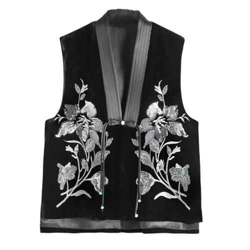 Gilet en soie véritable brodé pour rester chic face au froid hivernal