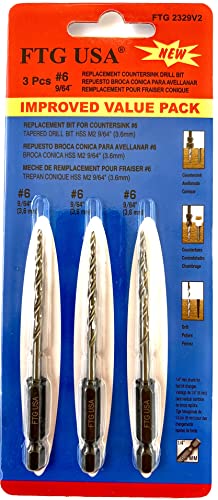 FTG USA Tapered Countersink Drill Bit Set 3 Pc #6 (9/64