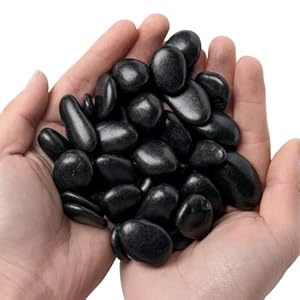 20lb Polished Bulk Rocks Natural River Pebbles Stones, 1/2-1 Inch Decorative Rocks for Outdoor Landscaping, Vase, Garden Paving, Plants Rocks, Crafting and Walkways,Black Color