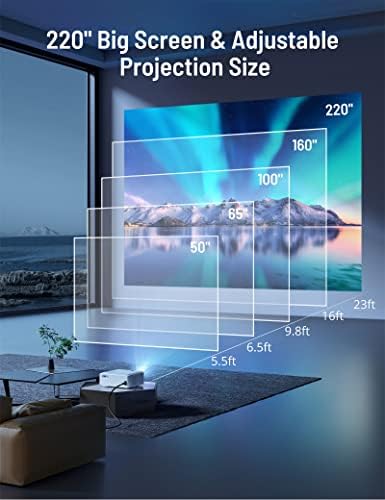 [2023 Upgraded] Mini Projector, Native HD 1080P 5G Wifi Bluetooth 4K Support, Paris RHÔNE 12000L Portable Home&Outdoor Projector with 220" Display, Movie Projector Compatible TV Stick/iOS/Android/PS5