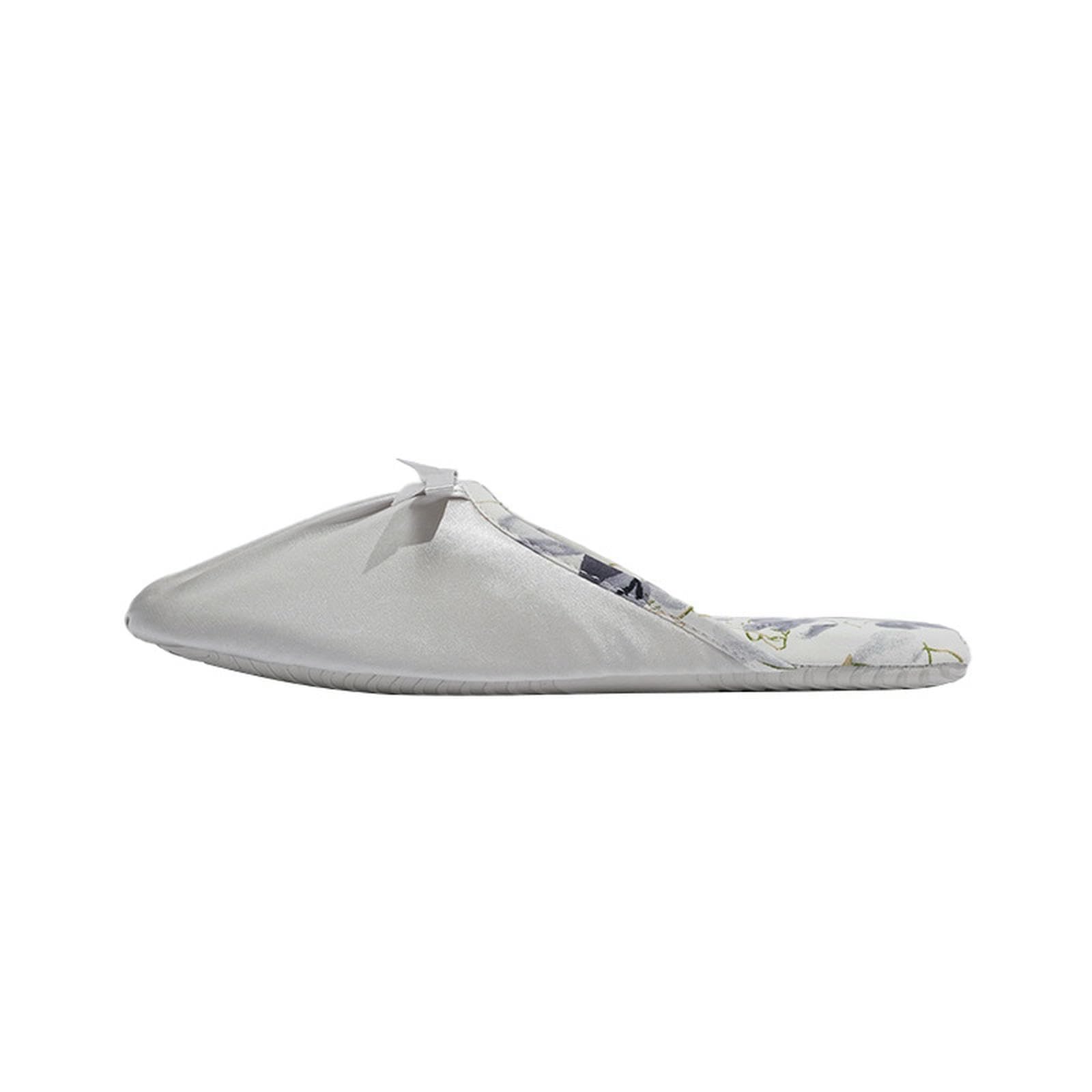 Pantofole Donna Tessuto A metà delle Punta di Piedi Scheme Estate Casa Interno Delicata Piatta in Stile Francese-bianco-34-35