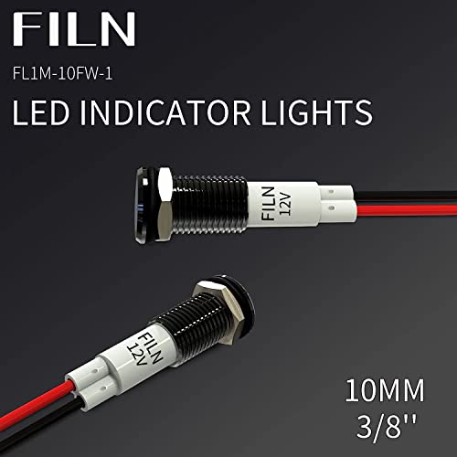 FILN 3 peças de luz indicadora de 10 mm luz de LED 110 v 120 v metal piloto luzes alumínio preto ano
