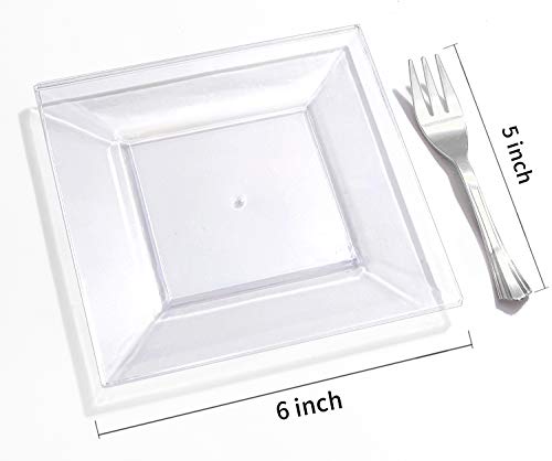 Supernal B07YXVBY7Z 100Pcs Clear Dessert Plates thumb #1